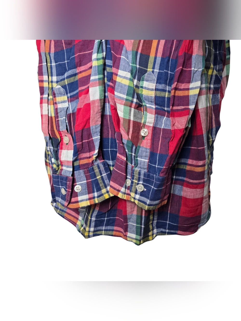 Tommy Hilfiger Plaid Red Blue Green Yellow Long Sleeves Shirt L Mens - Picture 4 of 6